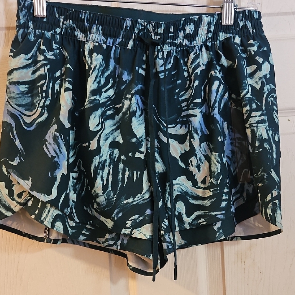 CALIA Women's Drawstring Step Up Short: MOSS PRINT SEA GREEN: NEW WITH TAGS: S
